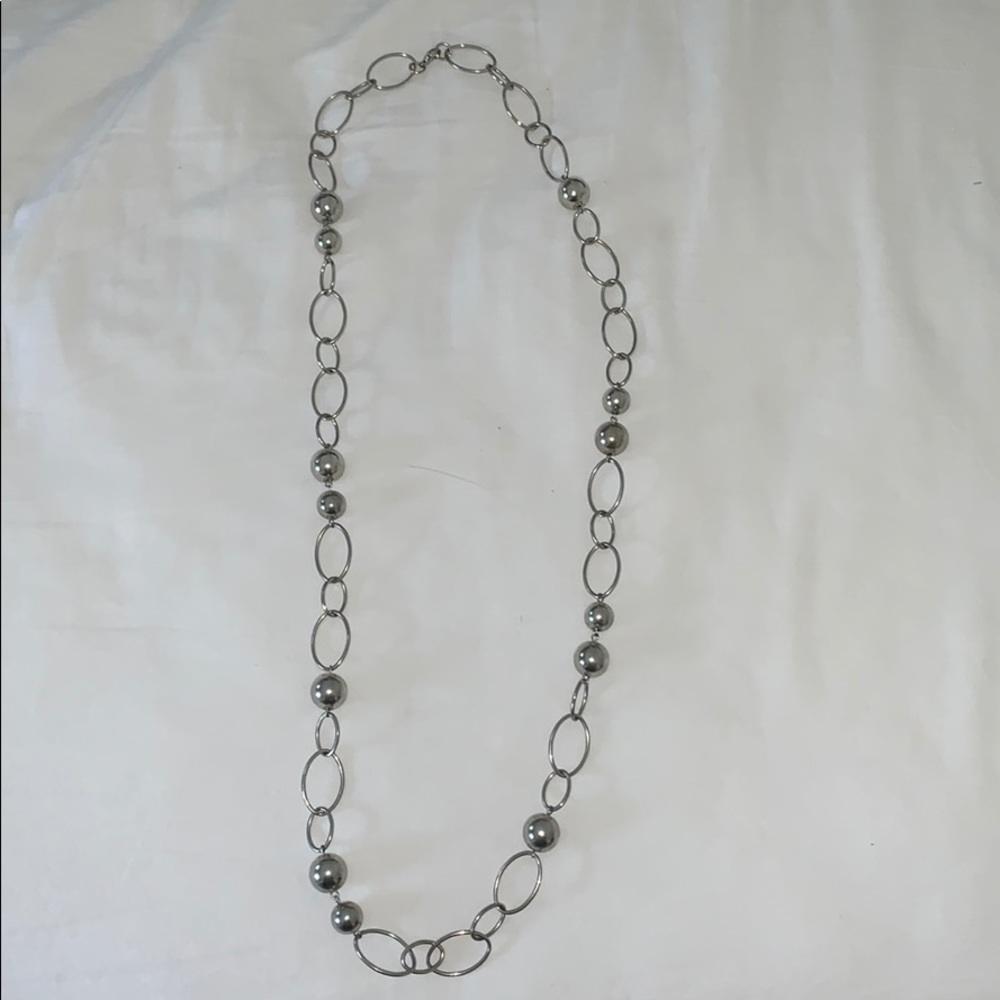 Long Silver Chain Necklace
